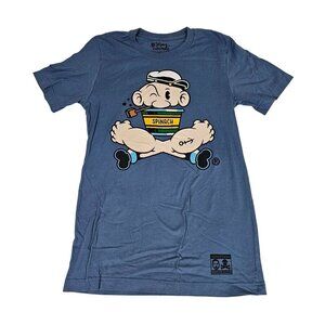 Johnny Cupcakes Womens Popeye Graphic Tee Blue S 100% Cotton Crewneck